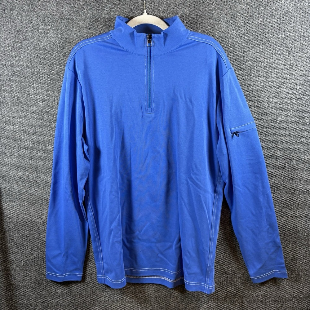 NWT Bugatchi Men's L Quarter‎ Zip Sweater Pullover Sweatshirt Classic Blue $149